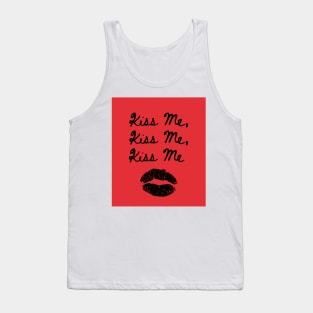 Kiss Me Kiss Me Kiss Me Print Red Tank Top